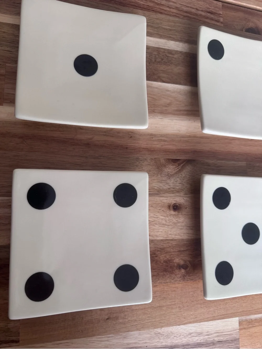 White Ceramic dice Dot Appetizer Plates - Set of 6 RH